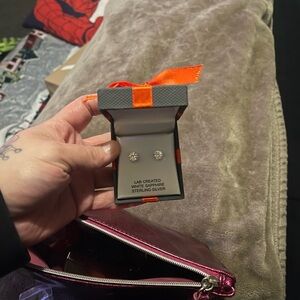 White Sapphire Sterling Silver Earrings